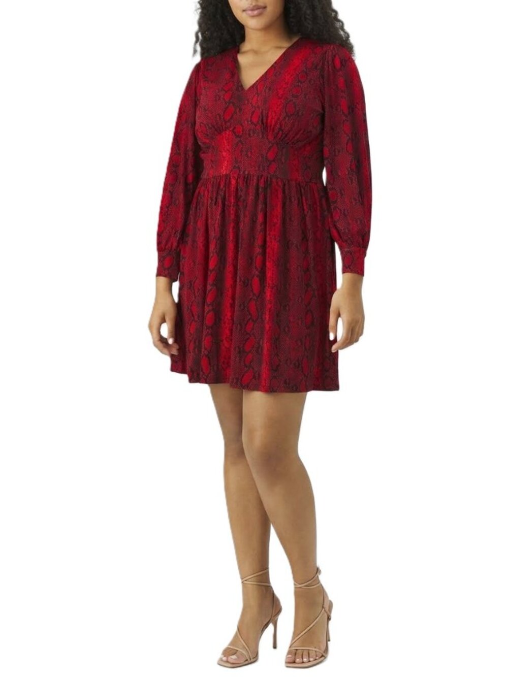 MICHAEL MICHAEL KORS Snake Print Long Sleeve Mini Dress. Plus Size 3X